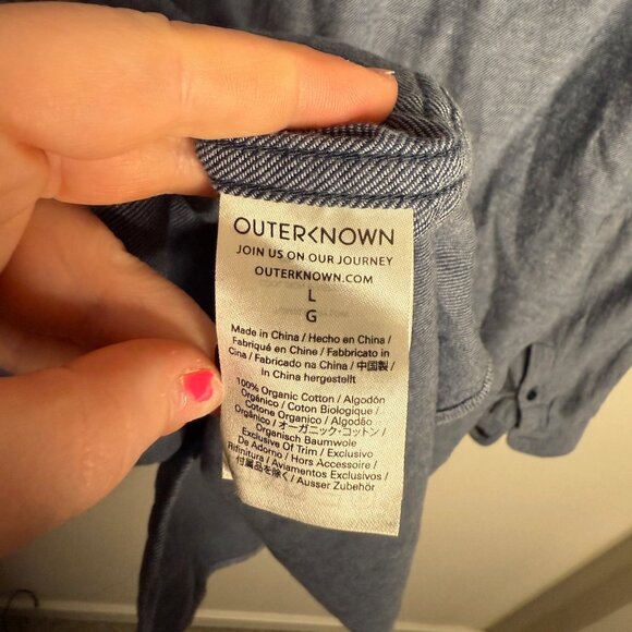 Outerknown Men's Blue Organic Cotton Button Down Collared Shirt - Size L Large - Picture 5 of 5
